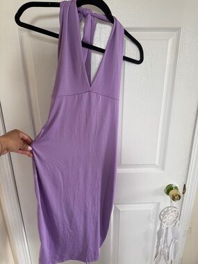 SHEIN Lavender Halter Tie-Back Midi Dress